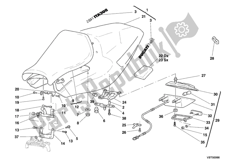 All parts for the Seat Monoposto of the Ducati Superbike 748 S 2000